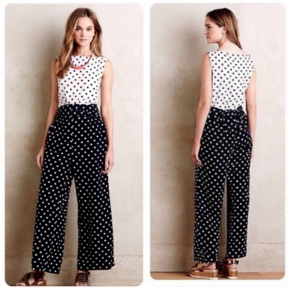 Anthropologie Whit Two Polka Dot Jumpsuit